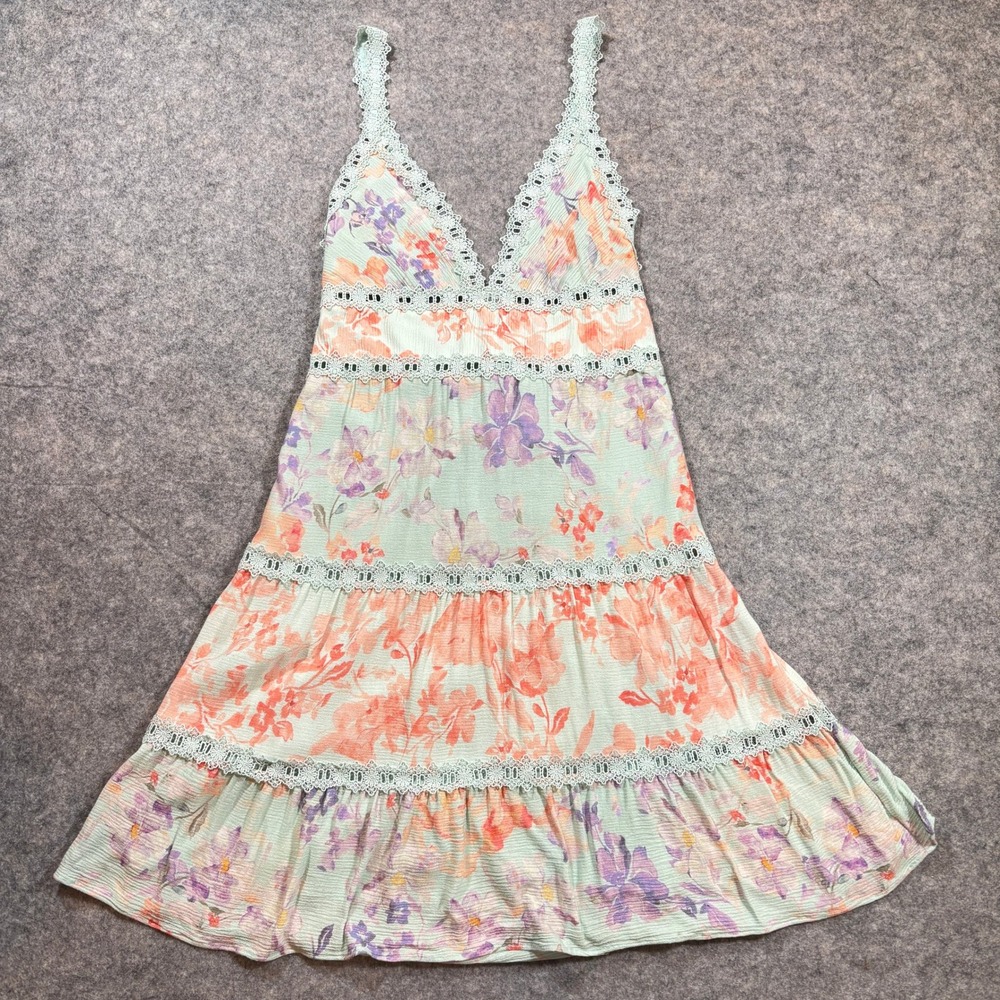 Alice + Olivia Mini Dress Womens 0 Mint Floral Lace Crochet Boho Cottagecore